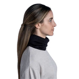 BUFF Merino Heavyweight Neck Warmer Solid Black-Multistripes Fog Grey #- 53 Degrees North 