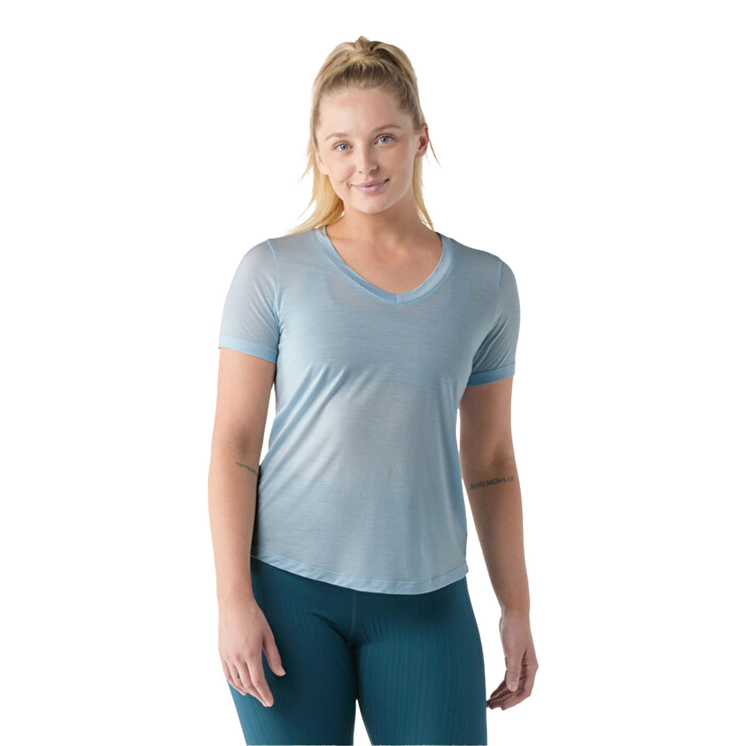 Smartwool Women's Active Ultralite V-Neck Short Sleeve T-shirt #color_winter-sky