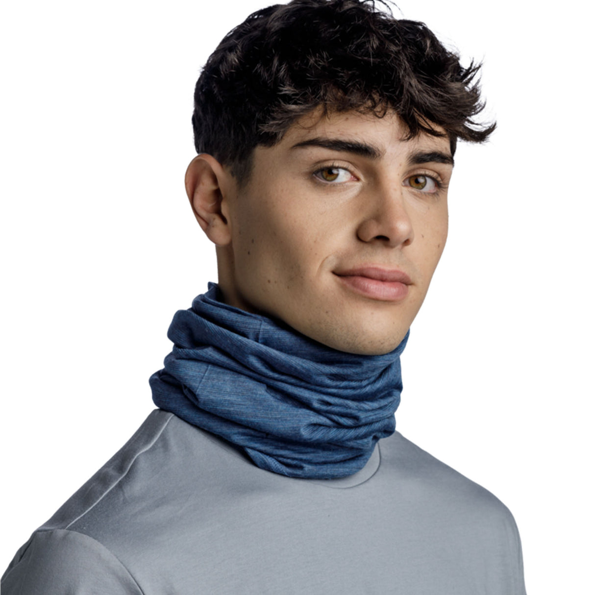 BUFF Merino Lightweight Neckwear Multistripes Tempest-Solid Pansy-Cloud Matewa-Solid Black-Solid Light Grey #- 53 Degrees North 