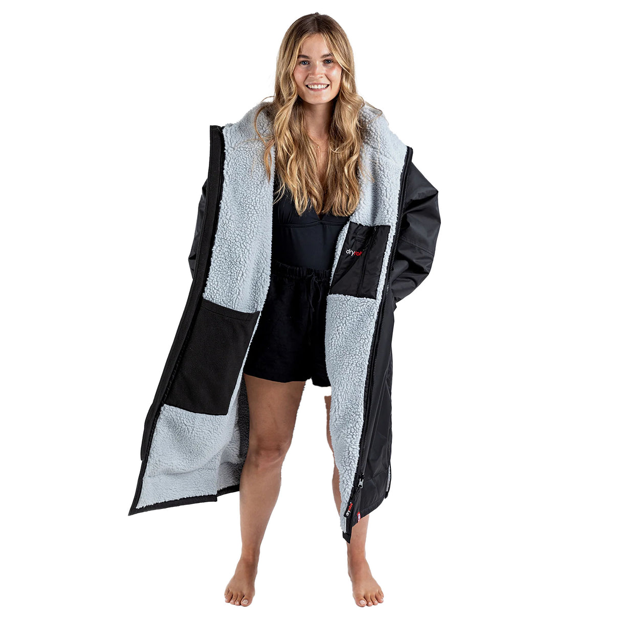 Dryrobe Advance Long Sleeve Changing Robe Black/Grey / X-Small-Black/Grey / Small-Black/Grey / Medium-Black/Grey / Large-Black/Camo Black / Small #- 53 Degrees North 