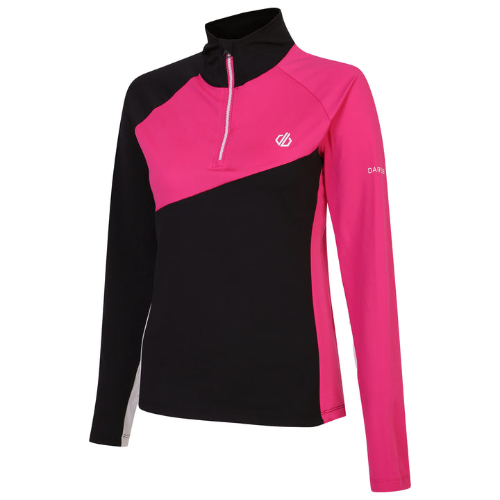 Dare2B Women's Ice Core Stretch Midlayer Top #color_pure-pink-black