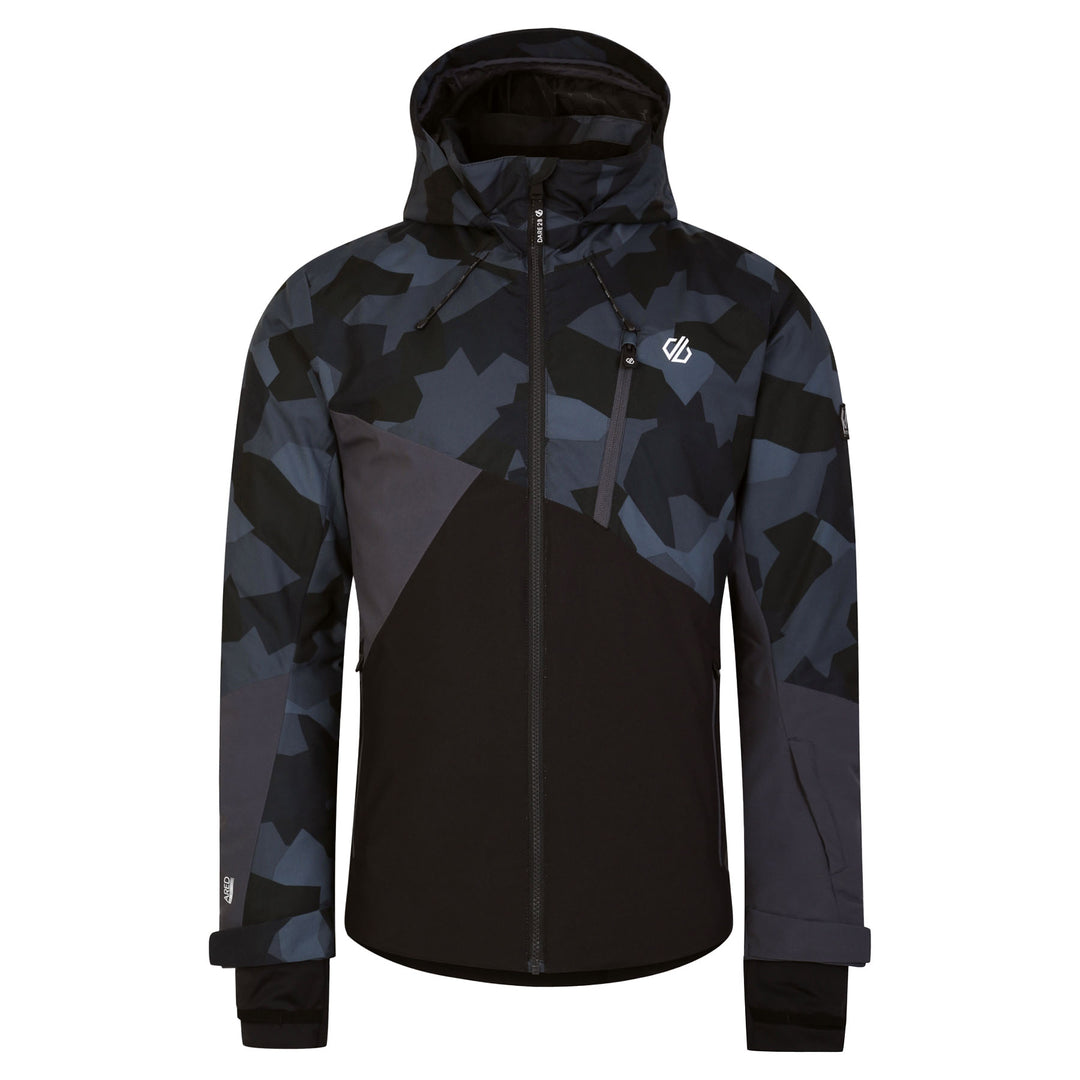 Dare2B Men's Baseplate Ski Jacket #color_ebony-black-black-geo-camo-print