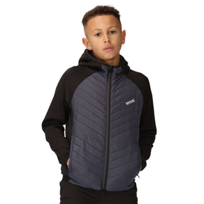 Regatta Kids Kids' Kielder VII Hybrid Hoody Jacket Black/Seal Grey / Age 3-4-Black/Seal Grey / Age 5-6-Black/Seal Grey / Age 7-8-Black/Seal Grey / Age 9-10-Black/Seal Grey / Age 11-12 #- 53 Degrees North 