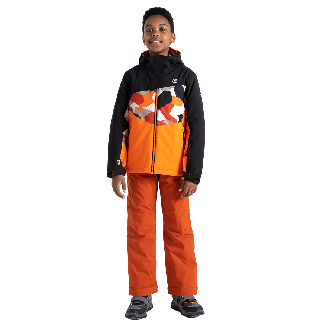 Dare 2b Kid's Humour II Jacket #color_puffins-orange-geo-camo-print-black