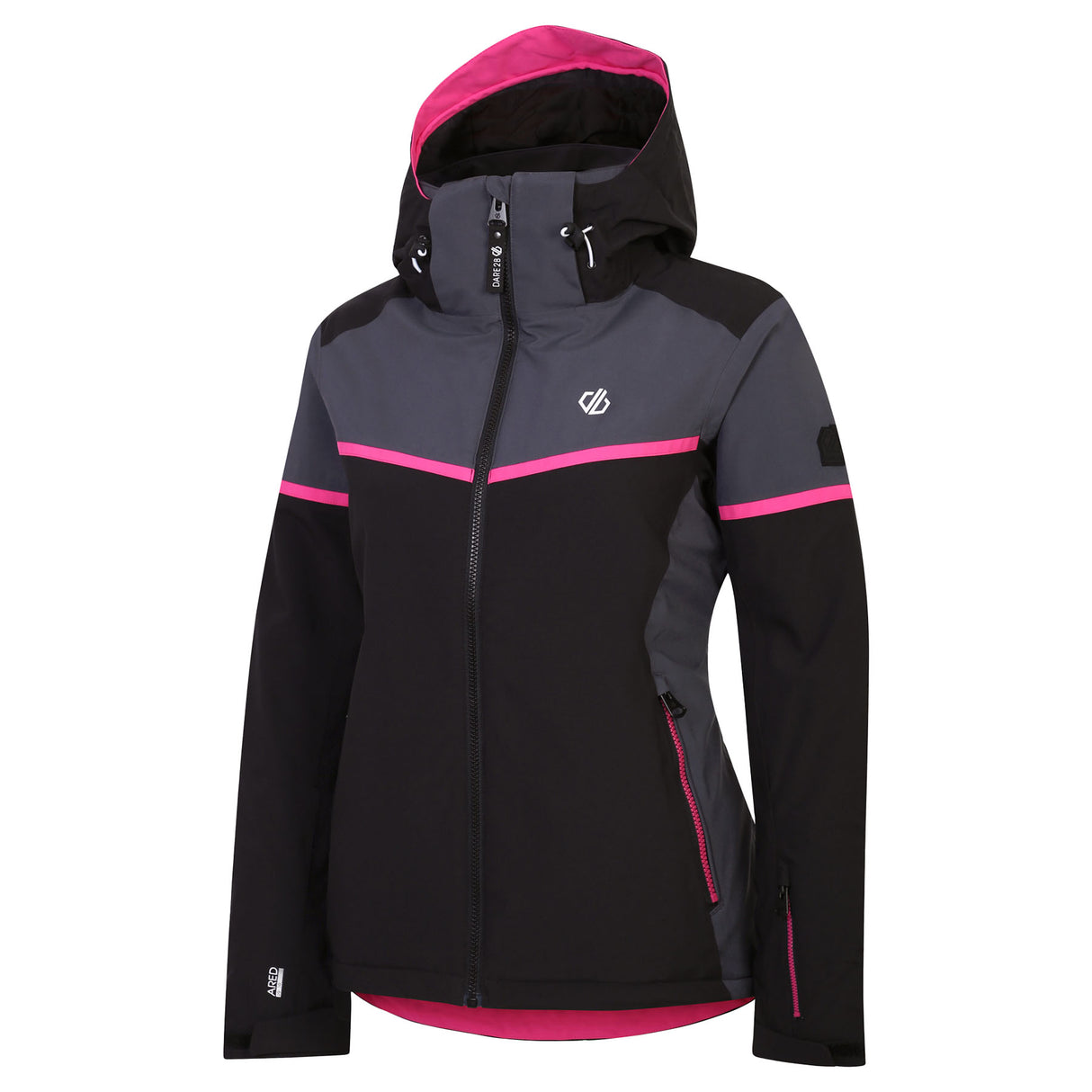 Dare 2b Women's Carving Ski Jacket Black/Ebony Grey / X-Small-Black/Ebony Grey / Small-Black/Ebony Grey / Medium-Black/Ebony Grey / Large-Black/Ebony Grey / X-Large #- 53 Degrees North 