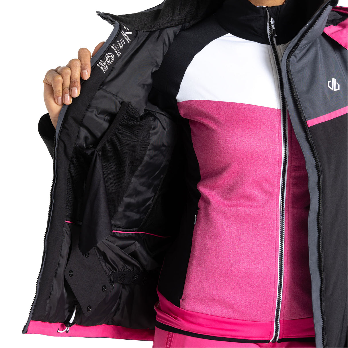 Dare 2b Women's Carving Ski Jacket Black/Ebony Grey / X-Small-Black/Ebony Grey / Small-Black/Ebony Grey / Medium-Black/Ebony Grey / Large-Black/Ebony Grey / X-Large #- 53 Degrees North 