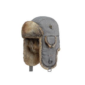 Barts Kamikaze Bomber Hat Grey Herringbone-Black #- 53 Degrees North 