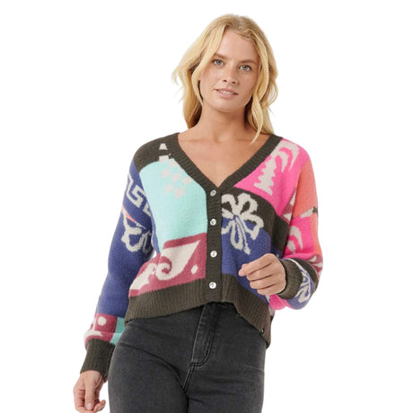 Ripcurl Women's Keepsakes Jacquard Cardigan Pink / X-Small-Pink / Small-Pink / Medium-Pink / Large-Pink / X-Large #- 53 Degrees North 