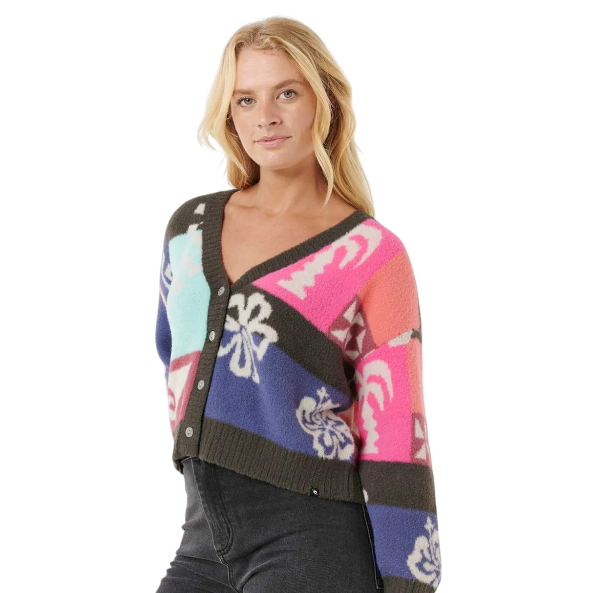 Ripcurl Women's Keepsakes Jacquard Cardigan Pink / X-Small-Pink / Small-Pink / Medium-Pink / Large-Pink / X-Large #- 53 Degrees North 
