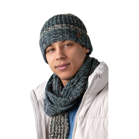 Barts Akotan Beanie Navy-Ochre-Dark Heather-Denim-Green #- 53 Degrees North 