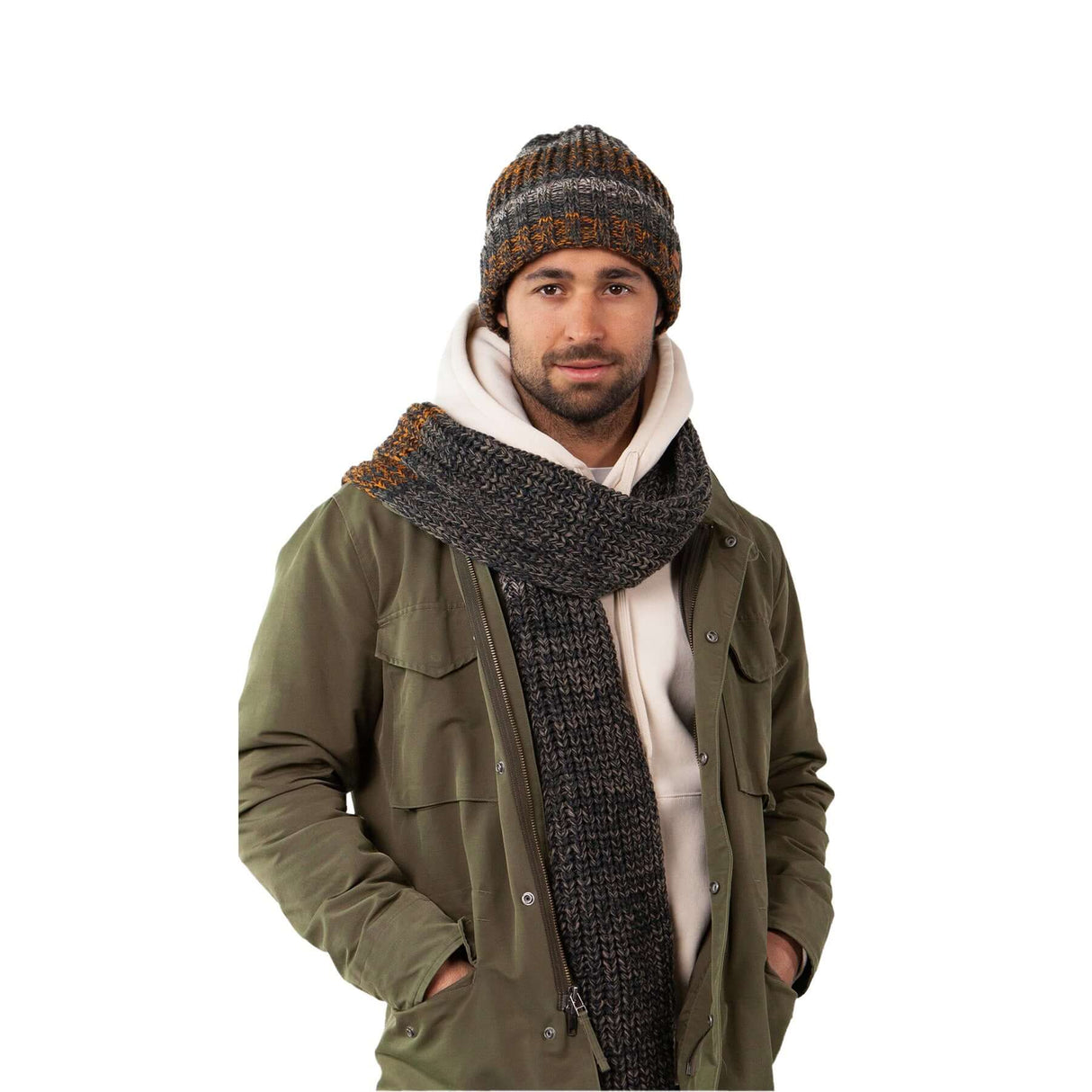 Barts Akotan Beanie Navy-Ochre-Dark Heather-Denim-Green #- 53 Degrees North 