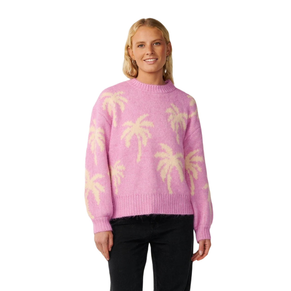 Women's Retro Swell Palm Jacquard Crew