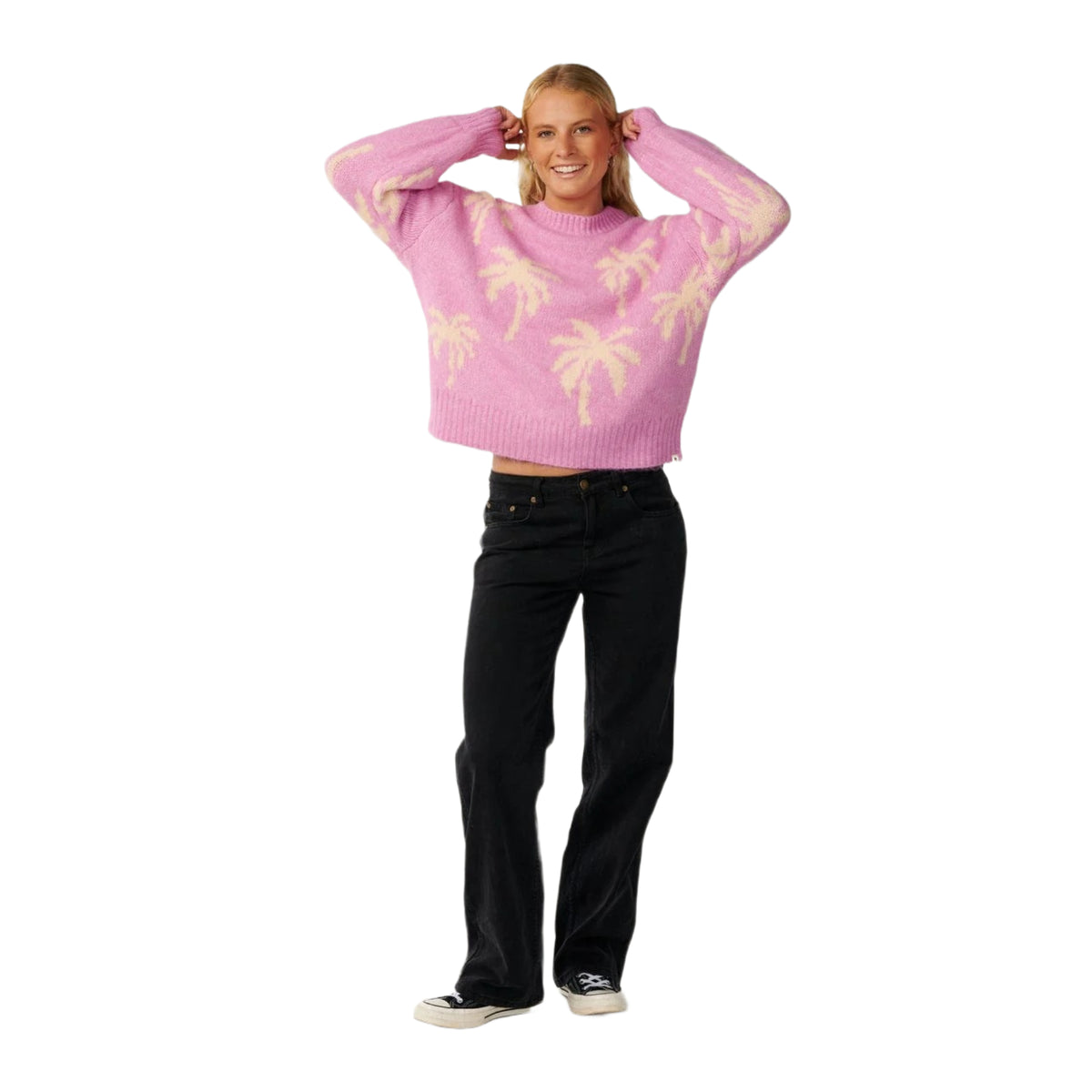 Women's Retro Swell Palm Jacquard Crew