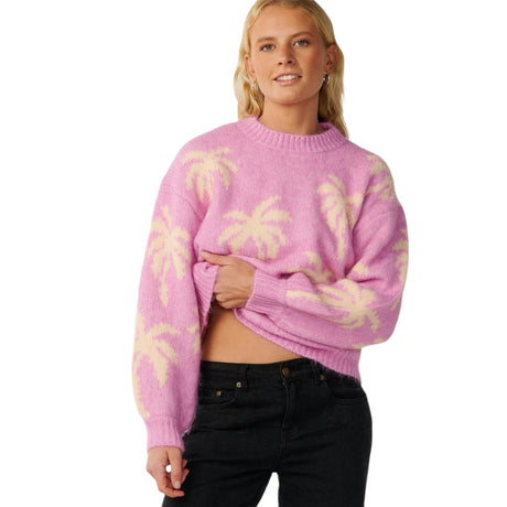 Women's Retro Swell Palm Jacquard Crew
