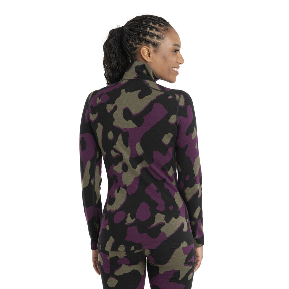 Icebreaker Women's 260 Vertex Long Sleeve Half Zip Natural Camo #color_black-loden-nightshade
