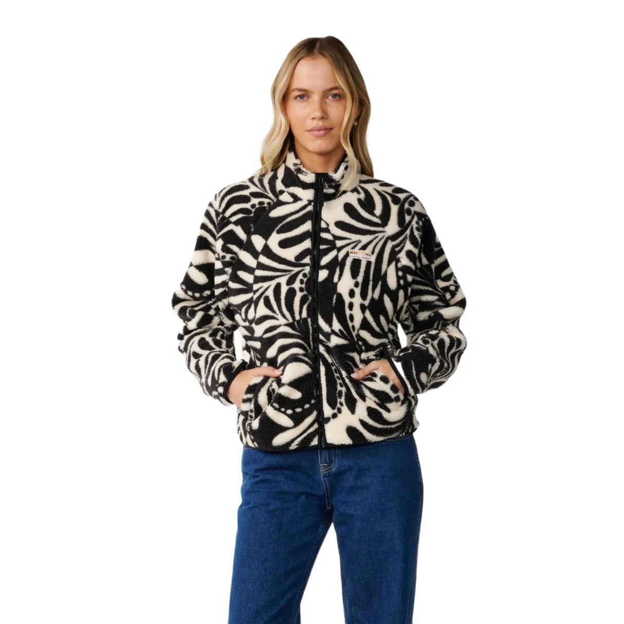 Women's Party Wave Polar Allover Zip Through Fleece