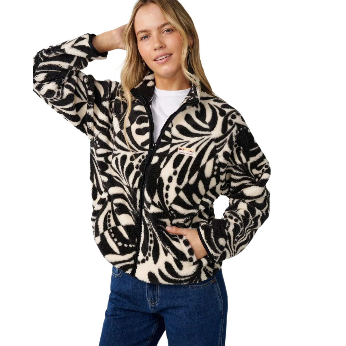 Women's Party Wave Polar Allover Zip Through Fleece