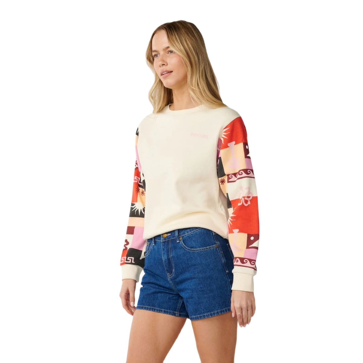 Women's Party Wave Printed Sleeve Crew