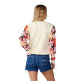 Women's Party Wave Printed Sleeve Crew