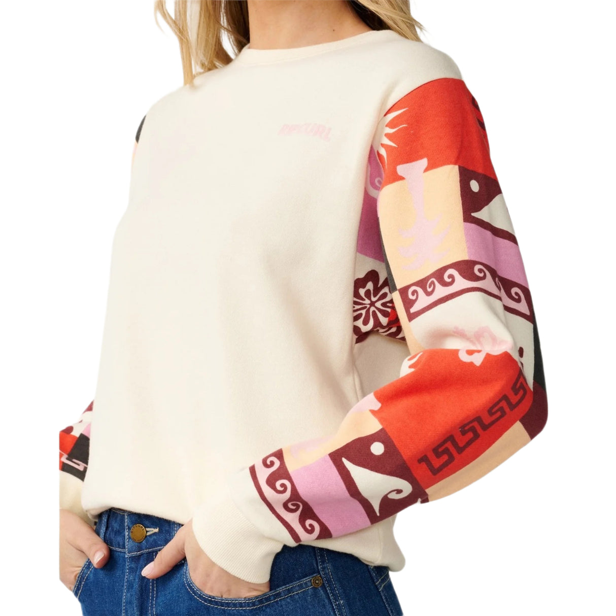 Women's Party Wave Printed Sleeve Crew