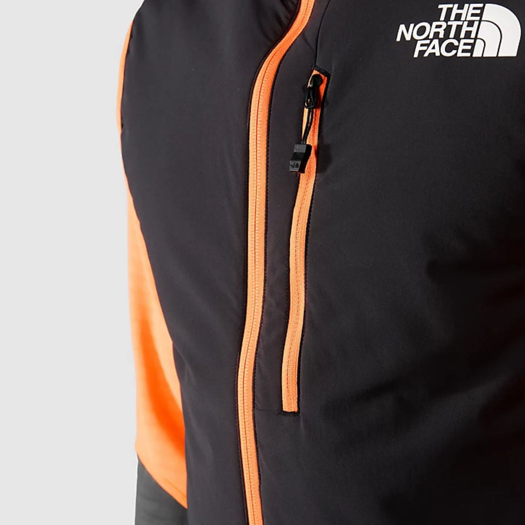 The North Face Men's Dawn Turn Hybrid Ventrix Vest #color_asphalt-grey-tnf-black-shocking-orange
