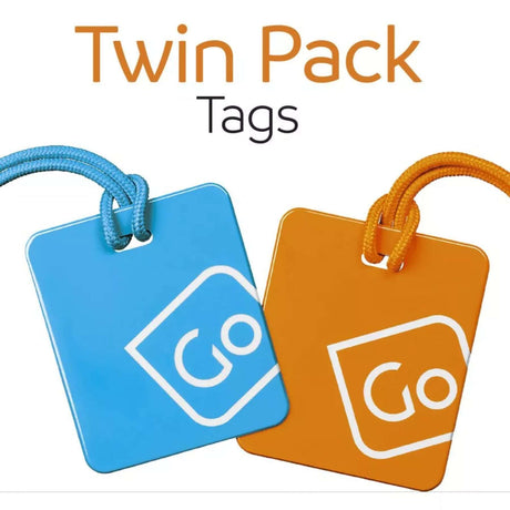 Go Travel Luggage Tags Twin Pack Blue/Orange-Green/Yellow #- 53 Degrees North 