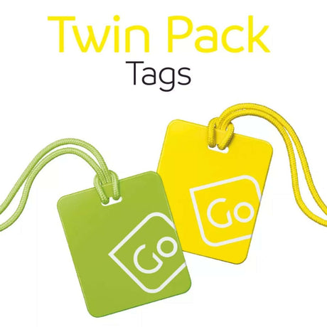 Go Travel Luggage Tags Twin Pack Blue/Orange-Green/Yellow #- 53 Degrees North 