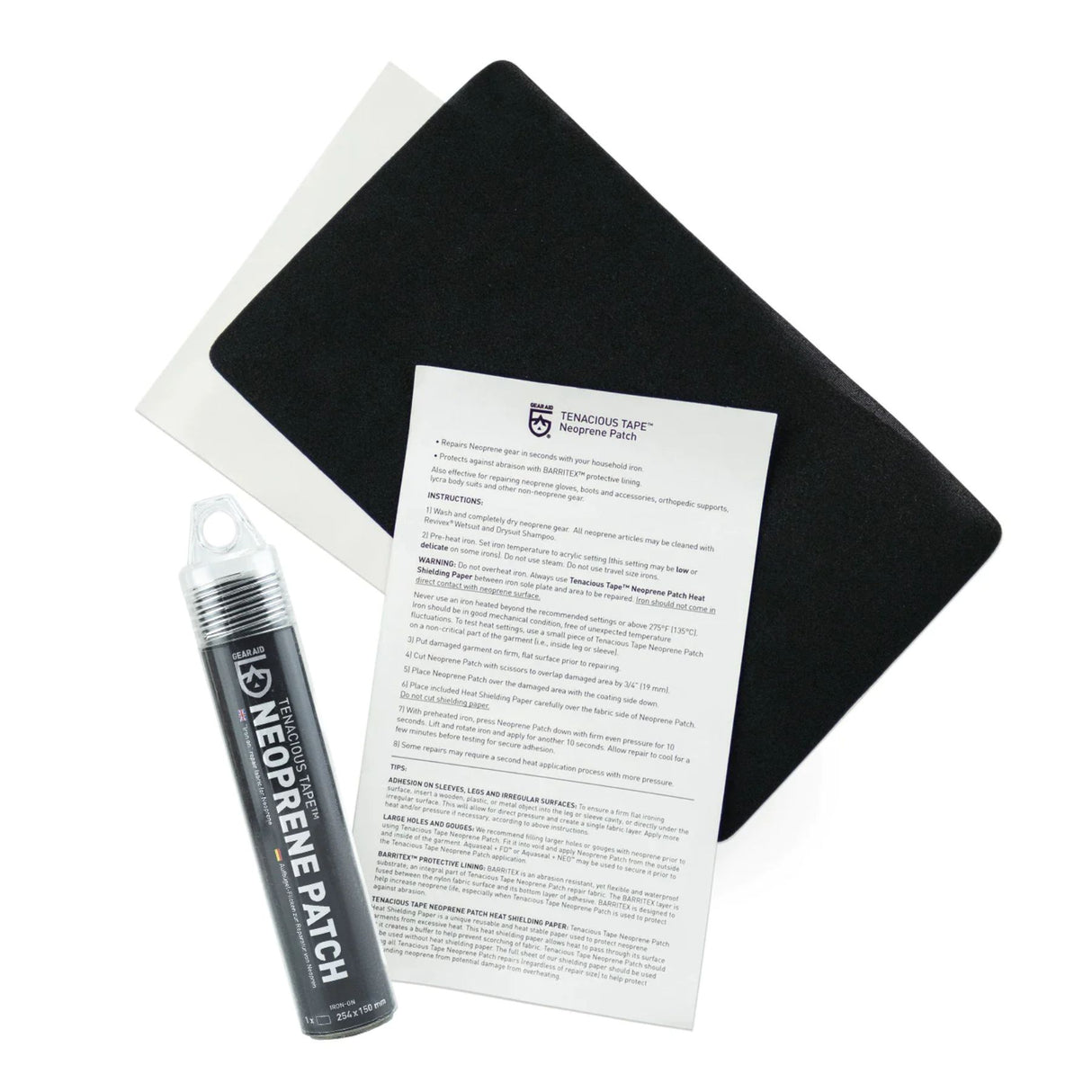 Gear Aid Tenacious Tape Iron-On Neoprene Patch Black #- 53 Degrees North 