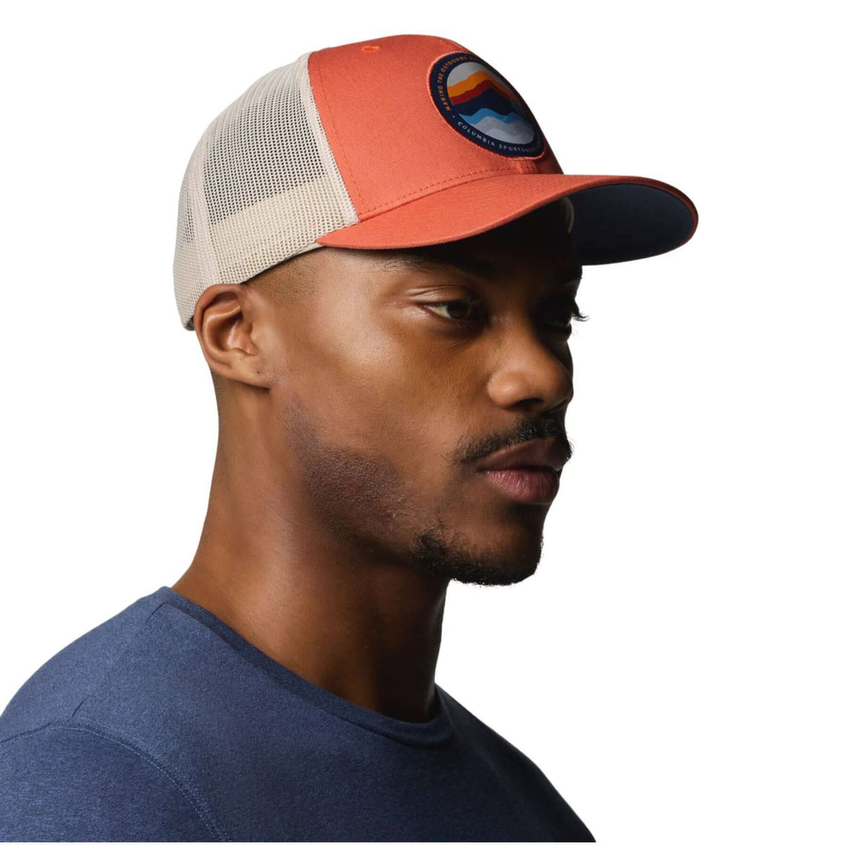 Columbia Mesh Snap Back Hat Black/Weld-River Blue/Black/Circular Landscape-Coll Navy/Columbia Grey/Mt Hood Circle-Tuscan/Dark Stone/Dark Mountain #- 53 Degrees North 