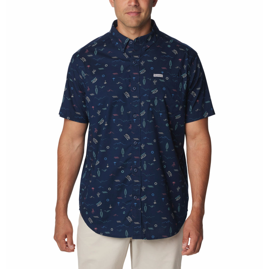 Columbia Men's Rapid Rivers Printed Short Sleeve Shirt #color_collegiate-navy-explorer