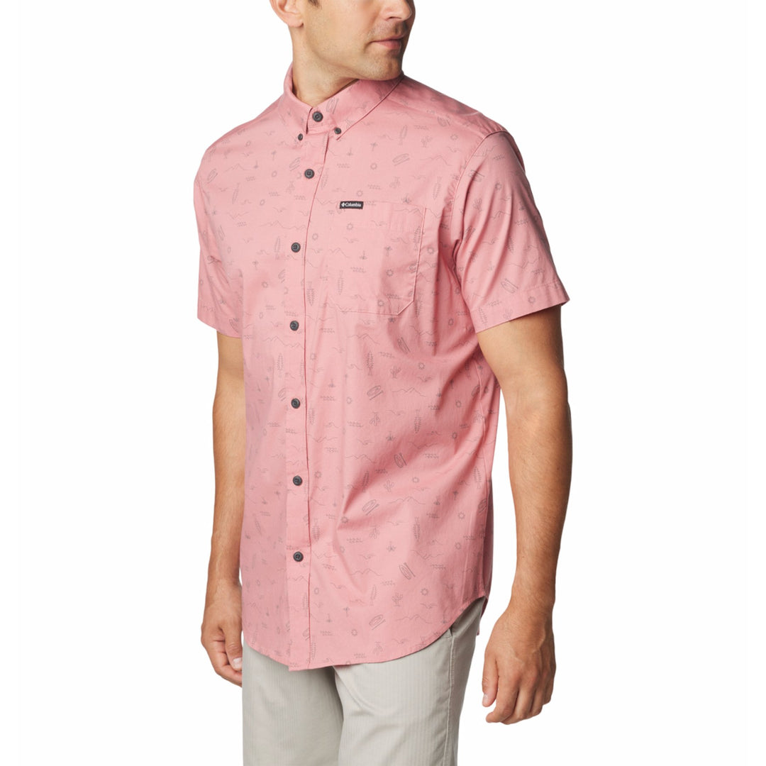 Columbia Men's Rapid Rivers Printed Short Sleeve Shirt #color_pink-agave-explorer