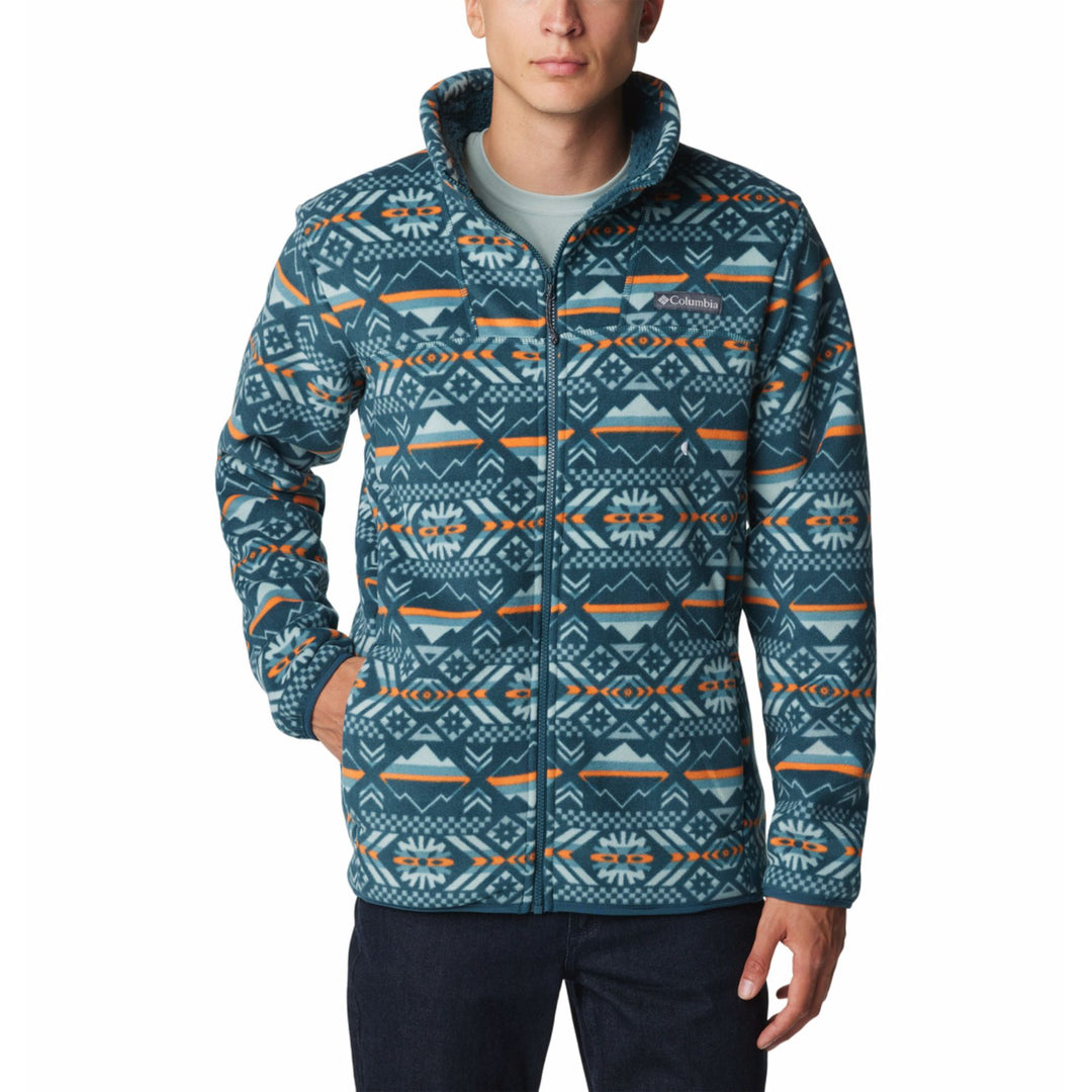 columbia men's winter pass full zip #color_night-wave-checkered-peaks-print
