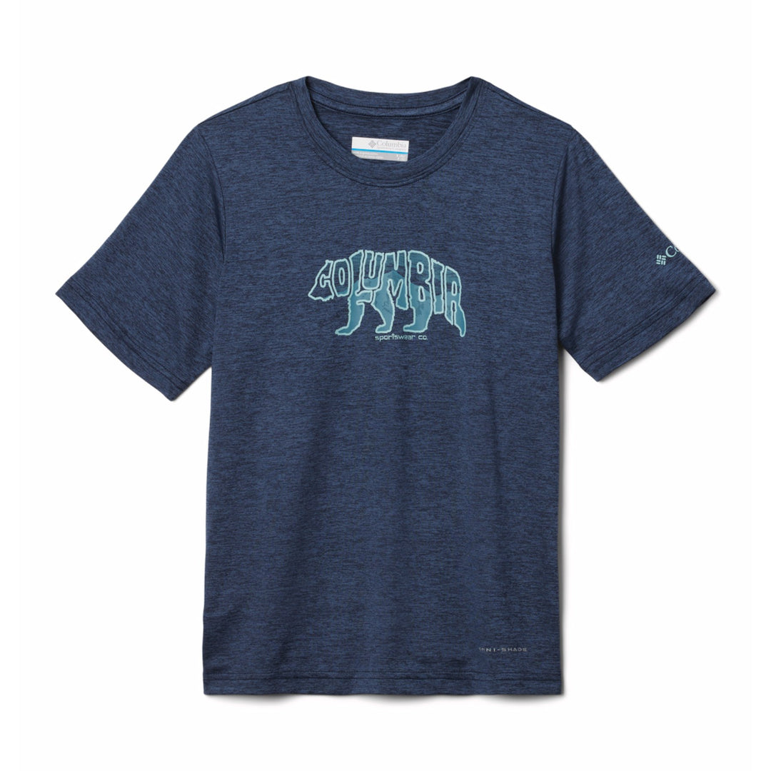 Columbia Kid's Mount Echo Short Sleeve Graphic Shirt #color_collegiate-navy-bearly-stroll