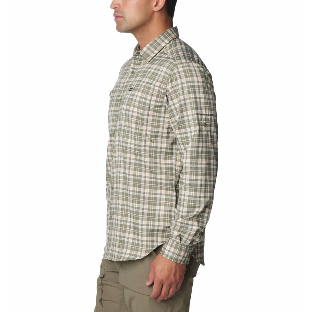 Columbia Men's Silver Ridge Utility Lite Plaid Long Sleeve Shirt #color_stone-green-multi-plaid
