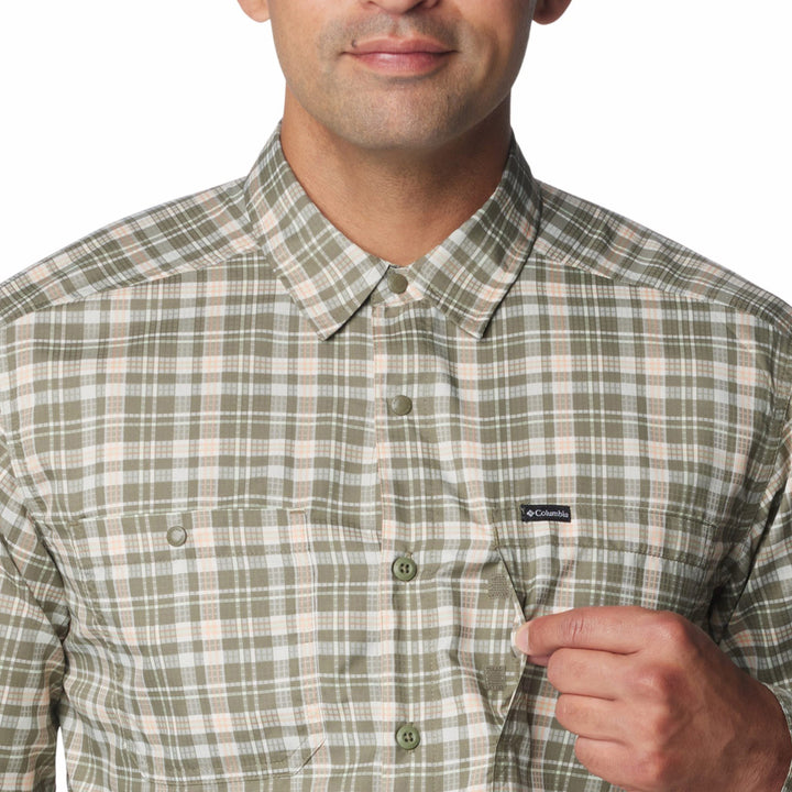 Columbia Men's Silver Ridge Utility Lite Plaid Long Sleeve Shirt #color_stone-green-multi-plaid