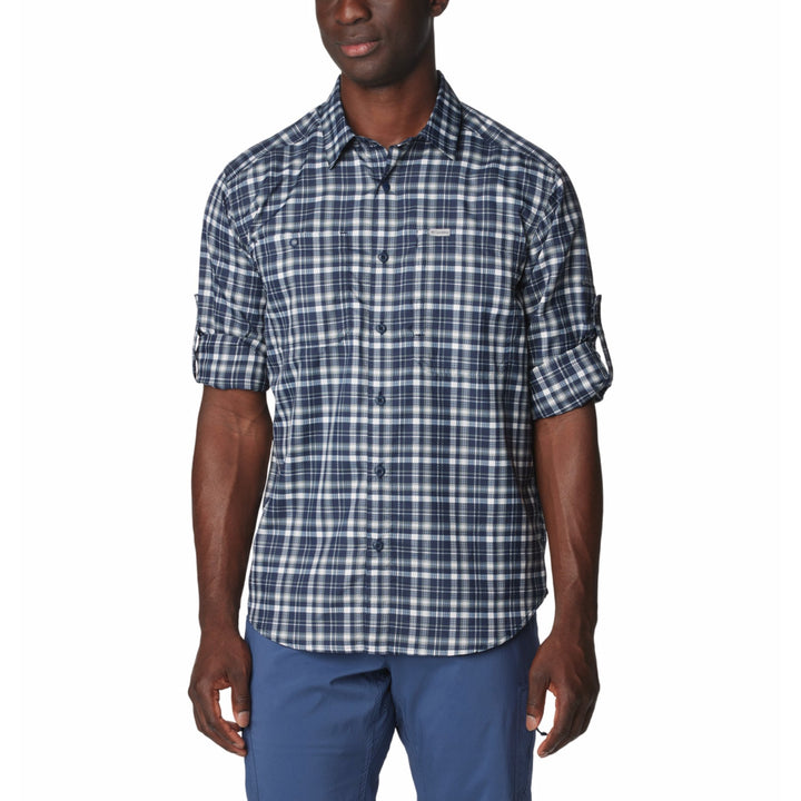 Columbia Men's Silver Ridge Utility Lite Plaid Long Sleeve Shirt #color_collegiate-navy-multi-plaid