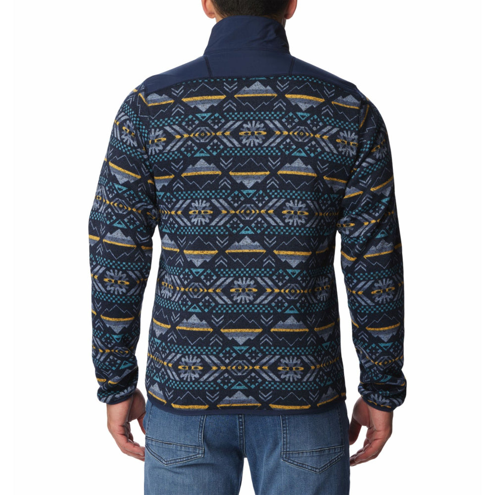 Columbia Men's Sweater Weather II Printed Half Zip #color_collegiate-navy-checkered-peaks-print