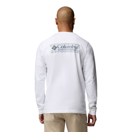 Columbia Men's Explorers Canyon Long Sleeve T-Shirt White/Branded Blanket / Small-White/Branded Blanket / Medium-White/Branded Blanket / Large-White/Branded Blanket / X-Large-White/Branded Blanket / XX-Large #- 53 Degrees North 