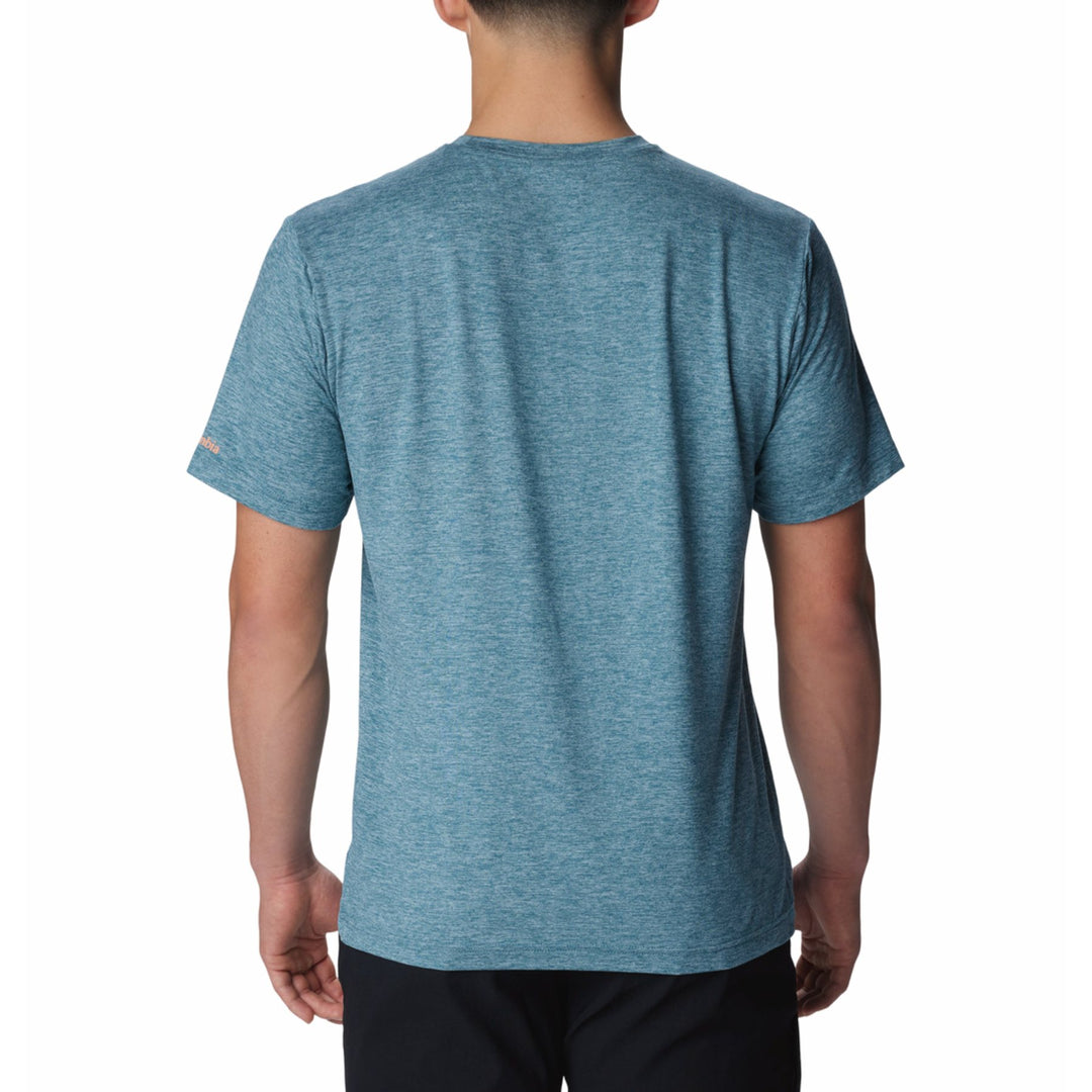 Columbia Men's Kwick Hike Graphic Short Sleeve Tee #color_cloudburst-heather-tested-tough-pdx