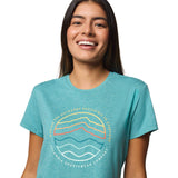 Columbia Women's Sloan Ridge Technical T-Shirt Teal/Find Your Trail / X-Small-Teal/Find Your Trail / Small-Teal/Find Your Trail / Medium-Teal/Find Your Trail / Large-Teal/Find Your Trail / X-Large #- 53 Degrees North 