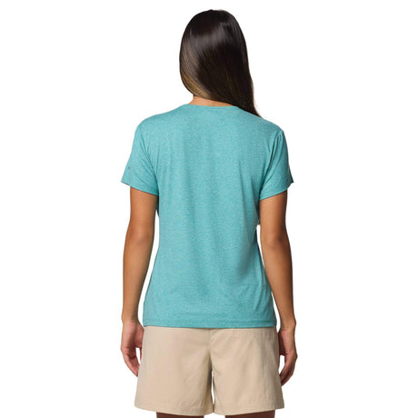 Columbia Women's Sloan Ridge Technical T-Shirt Teal/Find Your Trail / X-Small-Teal/Find Your Trail / Small-Teal/Find Your Trail / Medium-Teal/Find Your Trail / Large-Teal/Find Your Trail / X-Large #- 53 Degrees North 