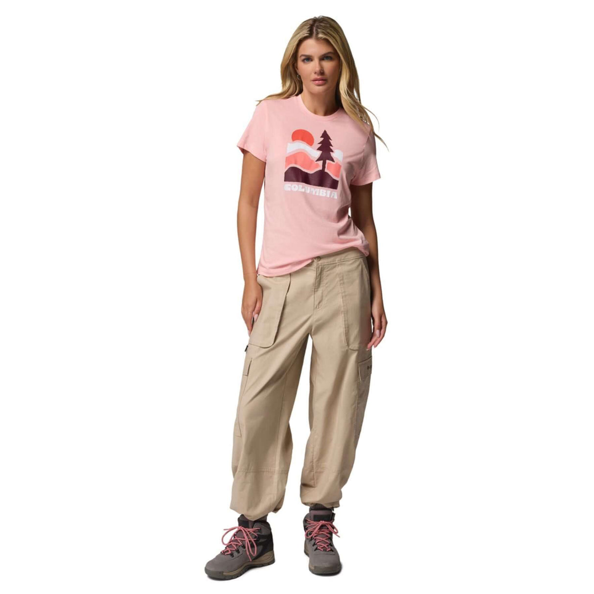 Columbia Women's Ruby Springs Graphic Fitted T-Shirt White/Get Hiked / X-Small-White/Get Hiked / Small-White/Get Hiked / Medium-White/Get Hiked / Large-White/Get Hiked / X-Large #- 53 Degrees North 