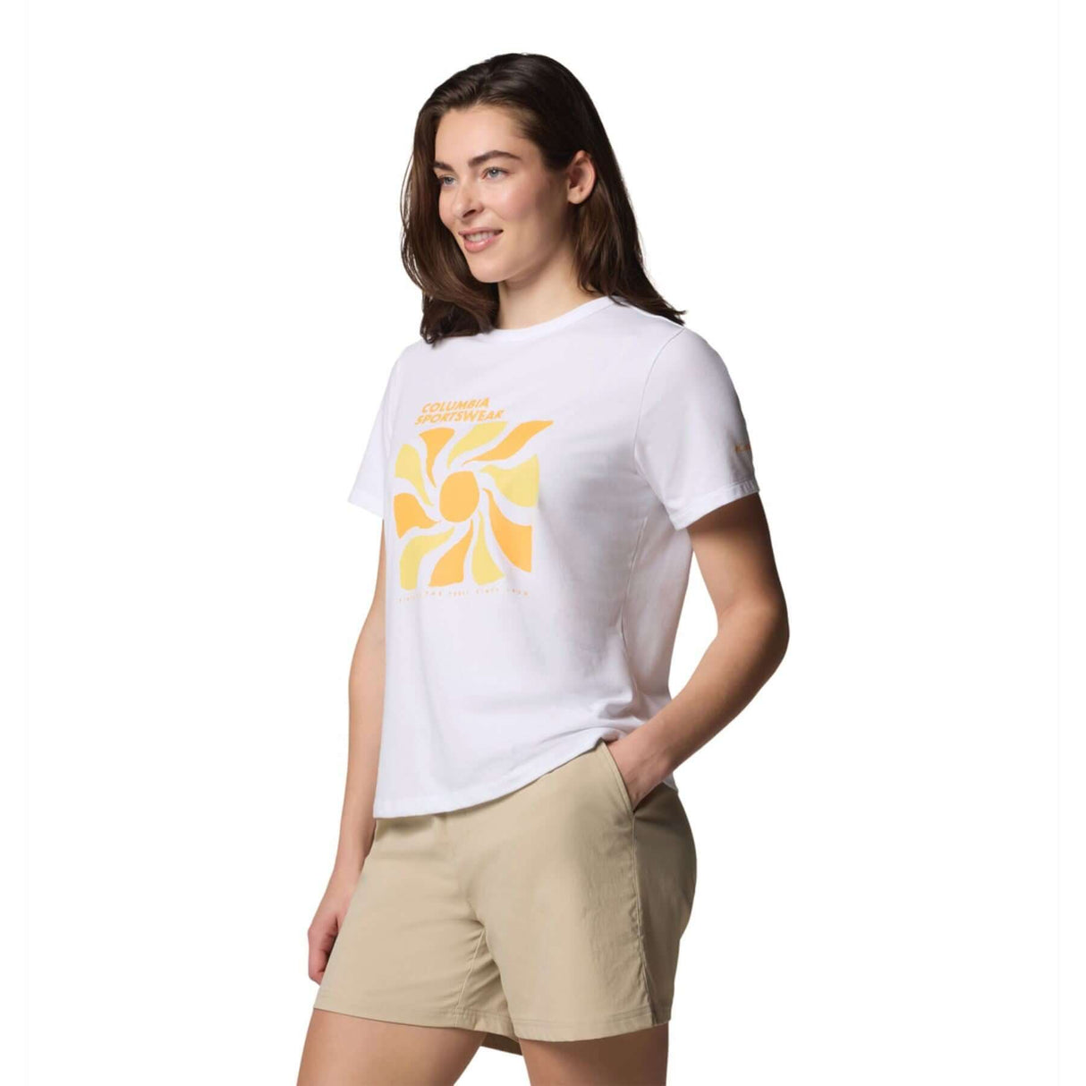 Columbia Women's Sun Trek Graphic T-Shirt Alpenglow/Wavy Rays / X-Small-Alpenglow/Wavy Rays / Small-Alpenglow/Wavy Rays / Medium-Alpenglow/Wavy Rays / Large-Alpenglow/Wavy Rays / X-Large #- 53 Degrees North 