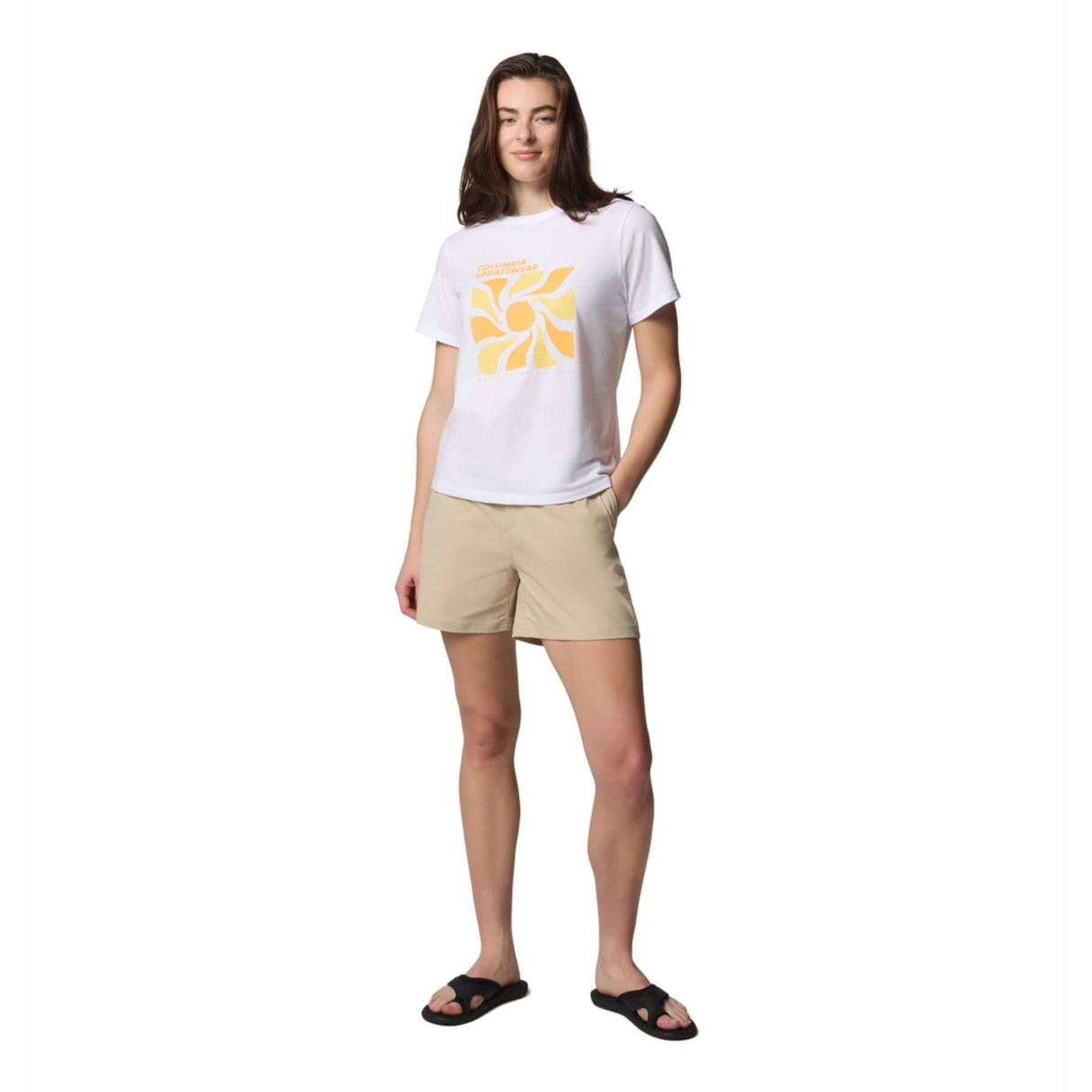 Columbia Women's Sun Trek Graphic T-Shirt Alpenglow/Wavy Rays / X-Small-Alpenglow/Wavy Rays / Small-Alpenglow/Wavy Rays / Medium-Alpenglow/Wavy Rays / Large-Alpenglow/Wavy Rays / X-Large #- 53 Degrees North 