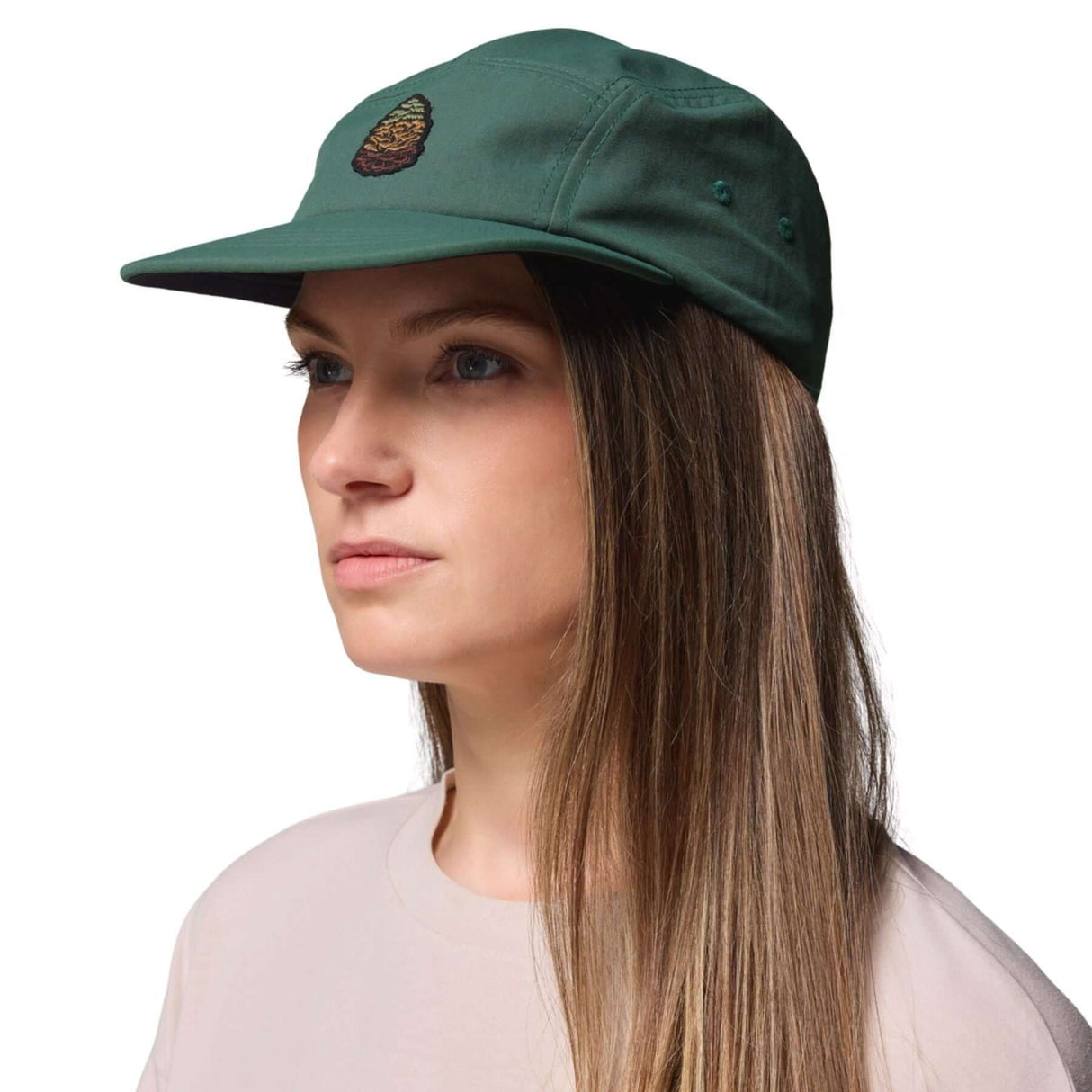 Columbia Creek Side 5 Panel Hat Tobacco/Houndstooth Patch-Rain Forest/Pinecone #- 53 Degrees North 