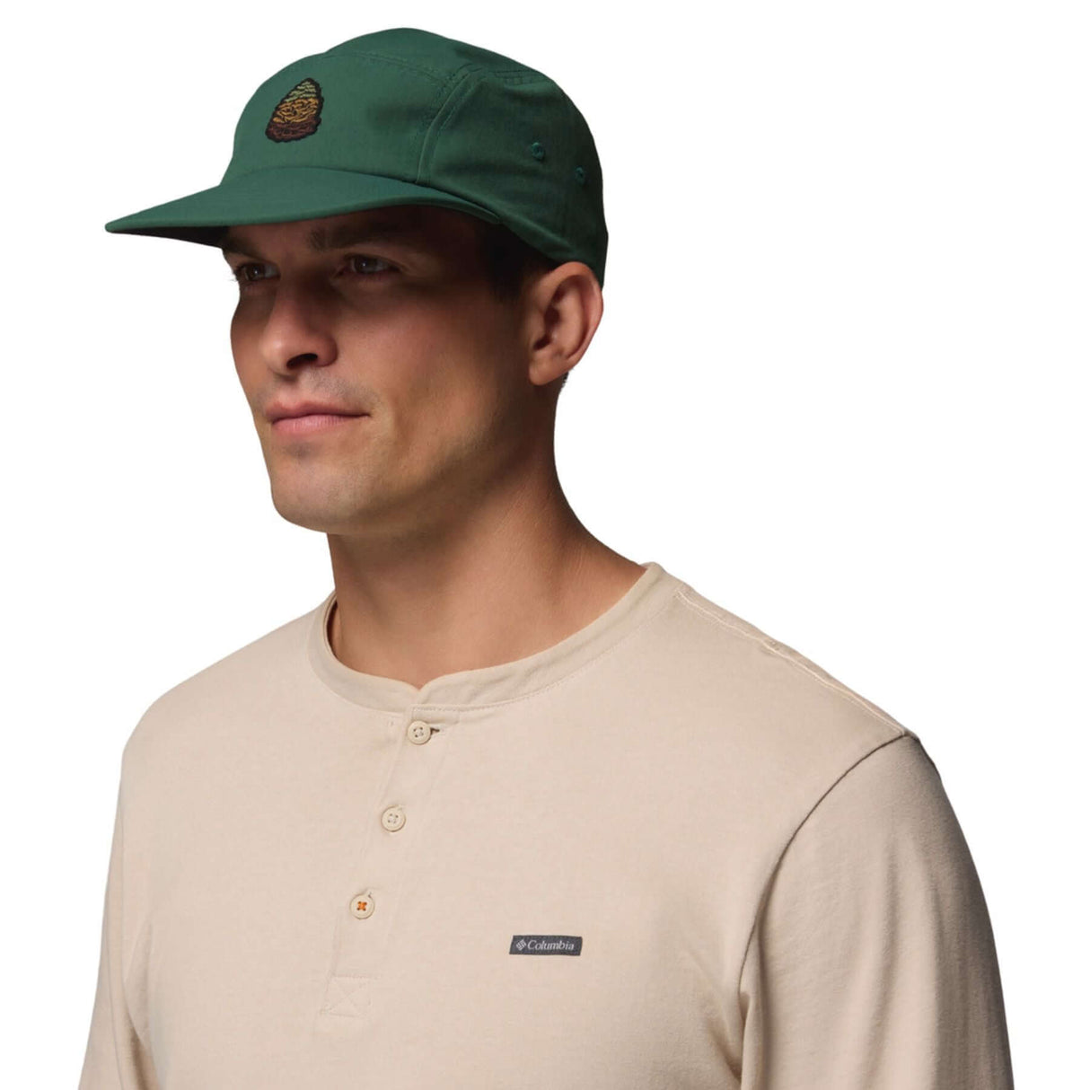 Columbia Creek Side 5 Panel Hat Tobacco/Houndstooth Patch-Rain Forest/Pinecone #- 53 Degrees North 