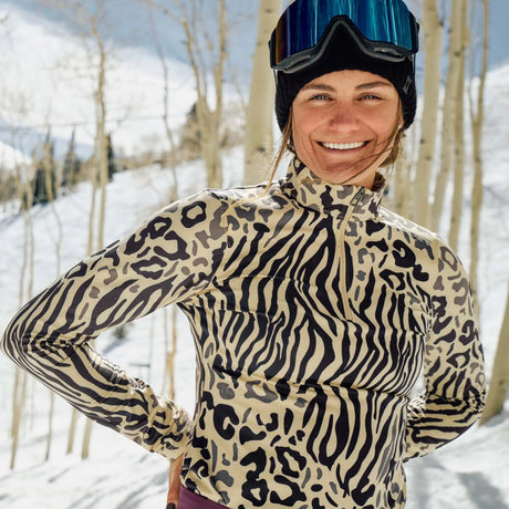 Spyder Women's Vivid 1/2 Zip Shirt Animal Print / X-Small-Animal Print / Small-Animal Print / Medium-Animal Print / Large-Vintage Vibes / X-Small #- 53 Degrees North 