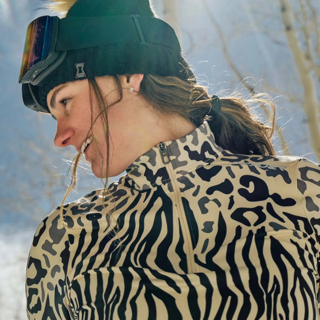 Spyder Women's Vivid 1/2 Zip Shirt Animal Print / X-Small-Animal Print / Small-Animal Print / Medium-Animal Print / Large-Vintage Vibes / X-Small #- 53 Degrees North 