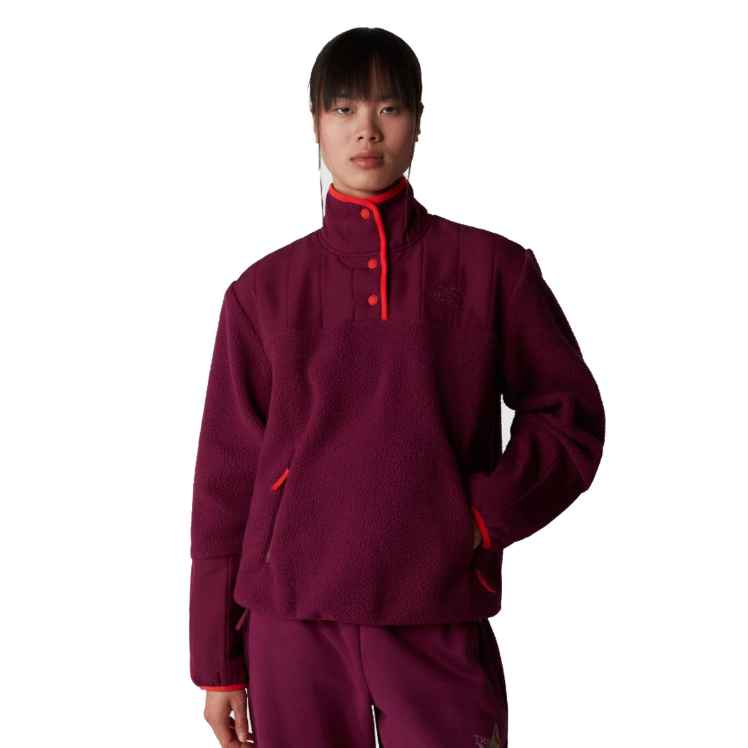 the north face women's cragmont fleece 1/4 snap #color_boysenberry-fiery-red