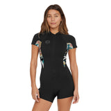 O'Neill Women's Bahia 2/1 Front Zip Short Sleeve Spring Wetsuit Black/Mika Floral / X-Small-Black/Mika Floral / Small-Black/Mika Floral / Medium-Black/Mika Floral / Large #- 53 Degrees North 